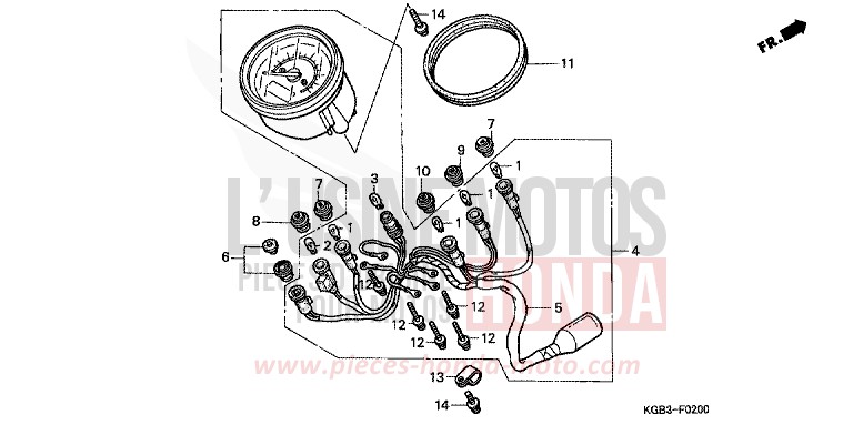 COMPTEUR de Shadow VT125C MUTE BLACK METALLIC (NH359) 2000
